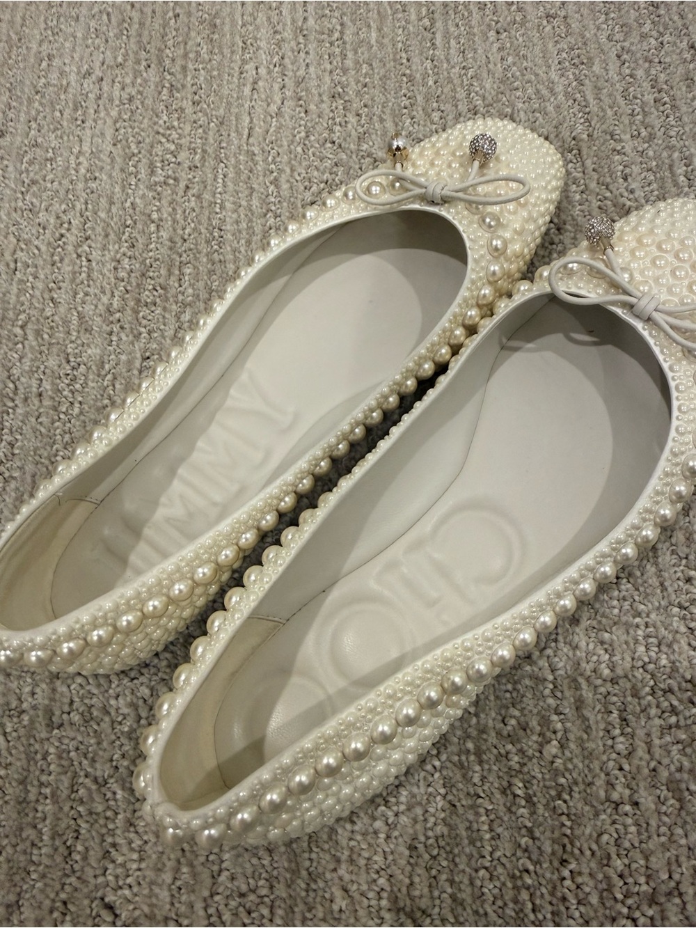Jimmy Choo Pearl-Embellished Women’s Ballet Flats - Ivory - Picture 4 of 5